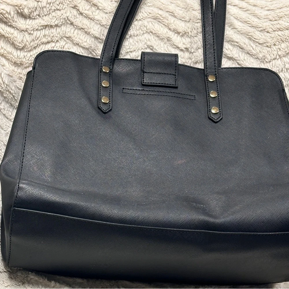 Trina Turk Black Vegan Shoulder Bag with Pink Interior